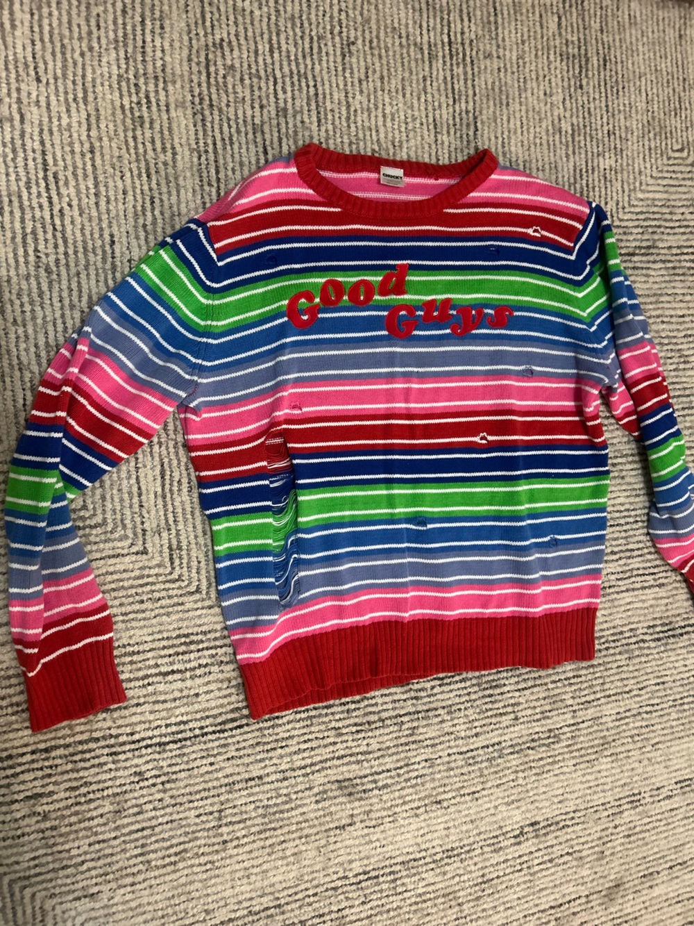 Chucky Good Guys Multicolor Striped Halloween Costume Sweater XXL